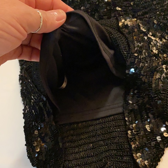 Karen Millen Black Sequin Top - Sz 1 - Picture 2 of 9